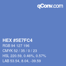 颜色代码: HEX #5E7FC4 | qconv.com