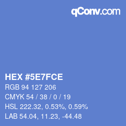 Farbcode: HEX #5E7FCE | qconv.com