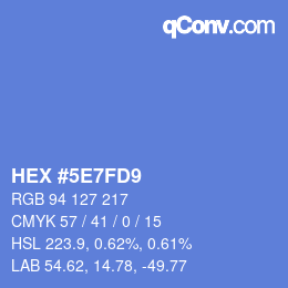 颜色代码: HEX #5E7FD9 | qconv.com