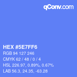 Farbcode: HEX #5E7FF6 | qconv.com