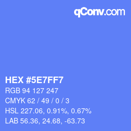 Farbcode: HEX #5E7FF7 | qconv.com