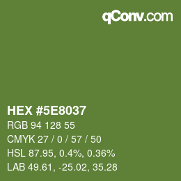 Color code: HEX #5E8037 | qconv.com