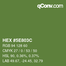 Color code: HEX #5E803C | qconv.com