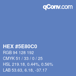 カラーコード: HEX #5E80C0 | qconv.com