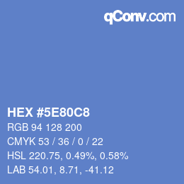 カラーコード: HEX #5E80C8 | qconv.com