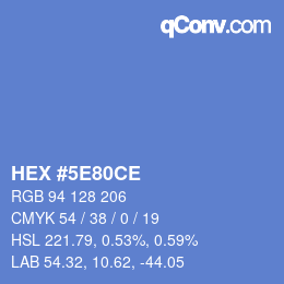 Color code: HEX #5E80CE | qconv.com