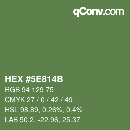 Color code: HEX #5E814B | qconv.com