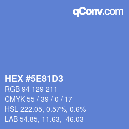 Farbcode: HEX #5E81D3 | qconv.com