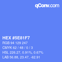 Farbcode: HEX #5E81F7 | qconv.com