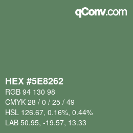 Color code: HEX #5E8262 | qconv.com