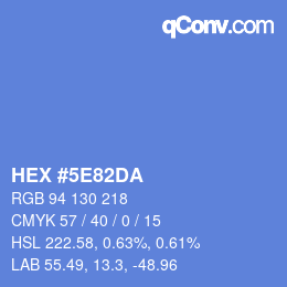 Color code: HEX #5E82DA | qconv.com