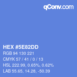 Color code: HEX #5E82DD | qconv.com