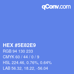 Farbcode: HEX #5E82E9 | qconv.com