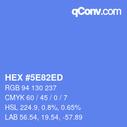 カラーコード: HEX #5E82ED | qconv.com