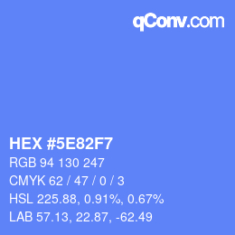 Farbcode: HEX #5E82F7 | qconv.com