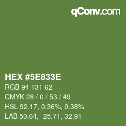 Farbcode: HEX #5E833E | qconv.com