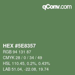 Color code: HEX #5E8357 | qconv.com