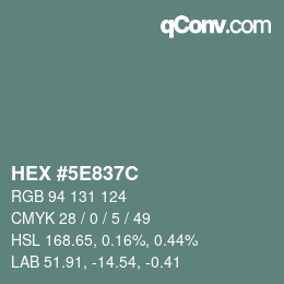 Color code: HEX #5E837C | qconv.com