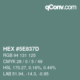 Color code: HEX #5E837D | qconv.com