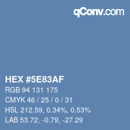 Farbcode: HEX #5E83AF | qconv.com
