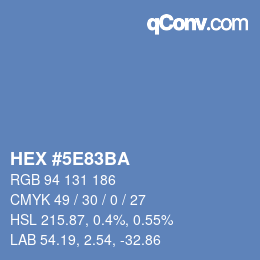 カラーコード: HEX #5E83BA | qconv.com