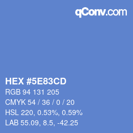 カラーコード: HEX #5E83CD | qconv.com