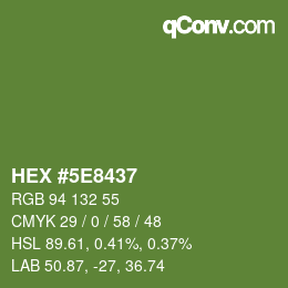 Color code: HEX #5E8437 | qconv.com