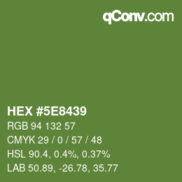 Color code: HEX #5E8439 | qconv.com
