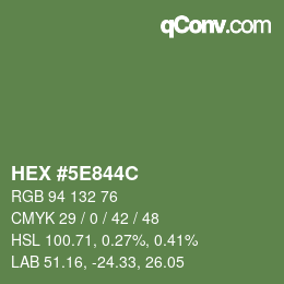 Color code: HEX #5E844C | qconv.com