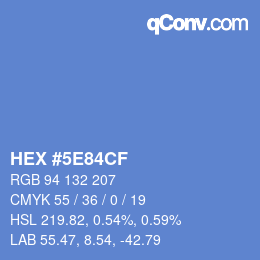 カラーコード: HEX #5E84CF | qconv.com