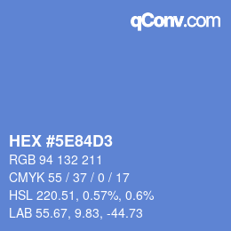 Código de color: HEX #5E84D3 | qconv.com