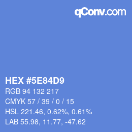 カラーコード: HEX #5E84D9 | qconv.com