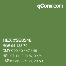 Farbcode: HEX #5E8546 | qconv.com