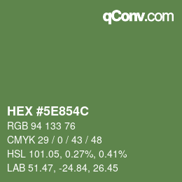 Color code: HEX #5E854C | qconv.com