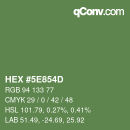 Color code: HEX #5E854D | qconv.com
