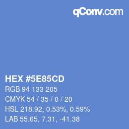 Color code: HEX #5E85CD | qconv.com