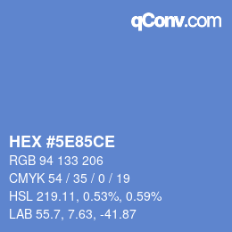 Color code: HEX #5E85CE | qconv.com