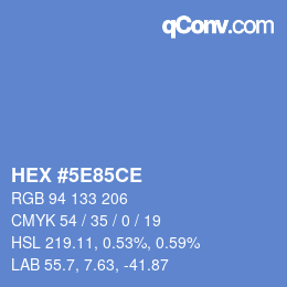 カラーコード: HEX #5E85CE | qconv.com