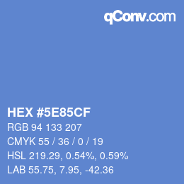 カラーコード: HEX #5E85CF | qconv.com