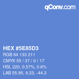 カラーコード: HEX #5E85D3 | qconv.com