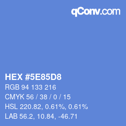 Color code: HEX #5E85D8 | qconv.com