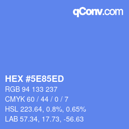 Color code: HEX #5E85ED | qconv.com