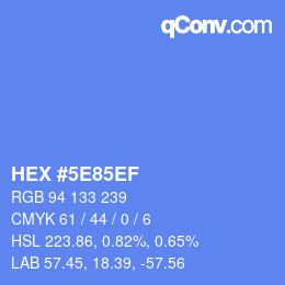 Color code: HEX #5E85EF | qconv.com