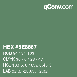 Color code: HEX #5E8667 | qconv.com