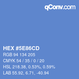 Color code: HEX #5E86CD | qconv.com