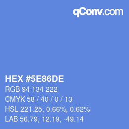 Color code: HEX #5E86DE | qconv.com