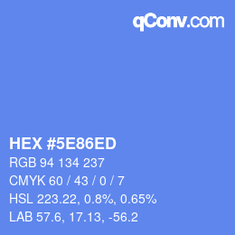 Color code: HEX #5E86ED | qconv.com