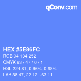 Color code: HEX #5E86FC | qconv.com