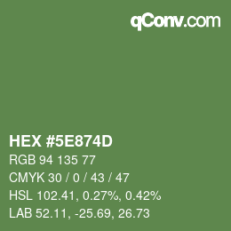 Color code: HEX #5E874D | qconv.com