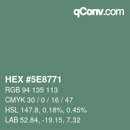 Color code: HEX #5E8771 | qconv.com